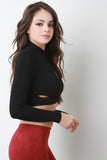 Mock Neck Long Sleeves Wrap Crop Top