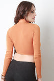 Mock Neck Long Sleeves Wrap Crop Top