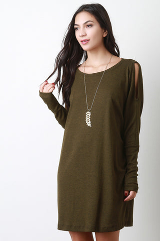 Cold Shoulder Thermal Shift Dress