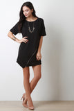 Diagonal Zipper Hemline Dress