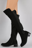 Suede Elasticized Panel Riding Over-The-Knee Boots