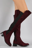 Suede Elasticized Panel Riding Over-The-Knee Boots