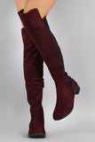 Suede Elasticized Panel Riding Over-The-Knee Boots