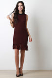 Two-Tone Fringed Woven Shift Dress