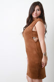 Mock Neck Banded Side Suede Dress