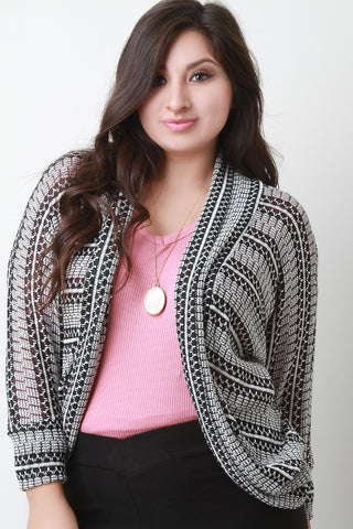 Patterned Mesh Knit Dolman Cardigan