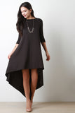 Quarter Sleeves Flare High Low Dress