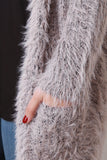 Furry Marled Knit Longline Cardigan