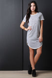 French Terry Distressed T-Shirt Dress