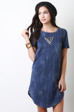 Stretch Denim Round Hem T-Shirt Dress