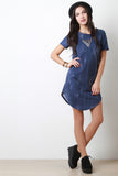 Stretch Denim Round Hem T-Shirt Dress