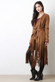 Suede Long Fringe Belted Trench Coat