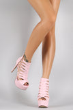 Anne Michelle Strappy Peep Toe Stiletto Platform Heel