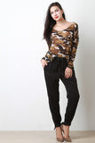 Camouflage Print Dolman Top