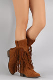 Liliana Suede Long Fringe Western Riding Boots