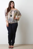 Feather Print Chiffon Off Shoulder Top