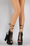 Wild Diva Lounge Lace Up Chunky Lug Sole Platform Heel