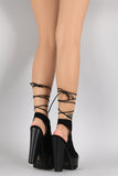 Wild Diva Lounge Lace Up Chunky Lug Sole Platform Heel