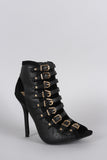 Wild Diva Lounge Buckled Ladder Strappy Peep Toe Stiletto Heel