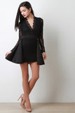 Scuba Peplum V-Neck Lace Dress