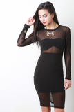 Long Sleeve Mesh Overlay Twofer Dress