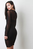 Long Sleeve Mesh Overlay Twofer Dress