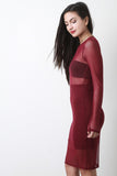 Long Sleeve Mesh Overlay Twofer Dress