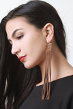 Woven Long Suede Fringe Earrings