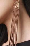 Woven Long Suede Fringe Earrings