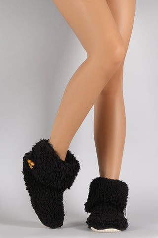 Toggle Cuff Shearling Sock Slippers