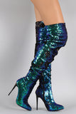 Sequin Pointy Toe Stiletto Over-The-Knee Boots