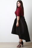 Evening Taffeta Pleated High-Low Midi Skirt