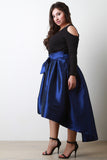 Evening Taffeta Pleated High-Low Midi Skirt