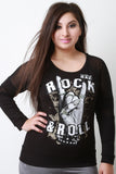 Rock & Roll Rhinestone Mesh Raglan Top