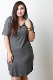 Hooded Zip Up Ribbed Tunic Dress