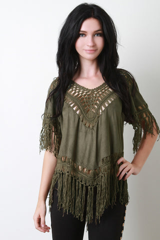 Macrame Vegan Suede Top