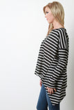 Handkerchief Hem Striped French Terry Top