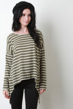 Handkerchief Hem Striped French Terry Top