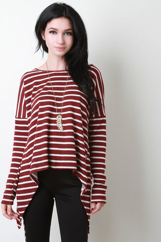 Handkerchief Hem Striped French Terry Top