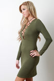 Lace Up Long Sleeve Jersey Dress