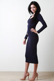 Horizontally Thick Rib Knit Midi Dress