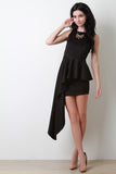 Sleeveless Asymmetrical Peplum Mini Dress