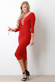 Open Anterior and Posterior Lace Midi Dress