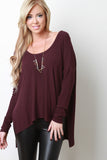 Rib Knit High-Low Long Sleeve Top