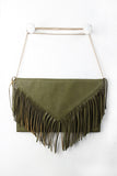 Pointed Fringe Flap Envelope Bag