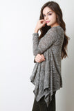 Marled Knit Sharkbite Hem Long Sleeves Top