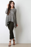 Marled Knit Sharkbite Hem Long Sleeves Top