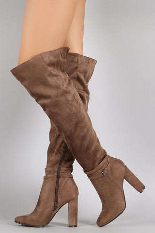 Breckelle Slouchy Over the Knee Chunky Heeled Boots