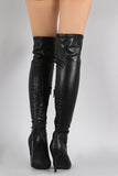 Breckelle Lace Up Over the Knee Pointy Toe Stiletto Boots