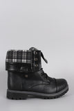 Plaid Cuff Combat Lug Booties